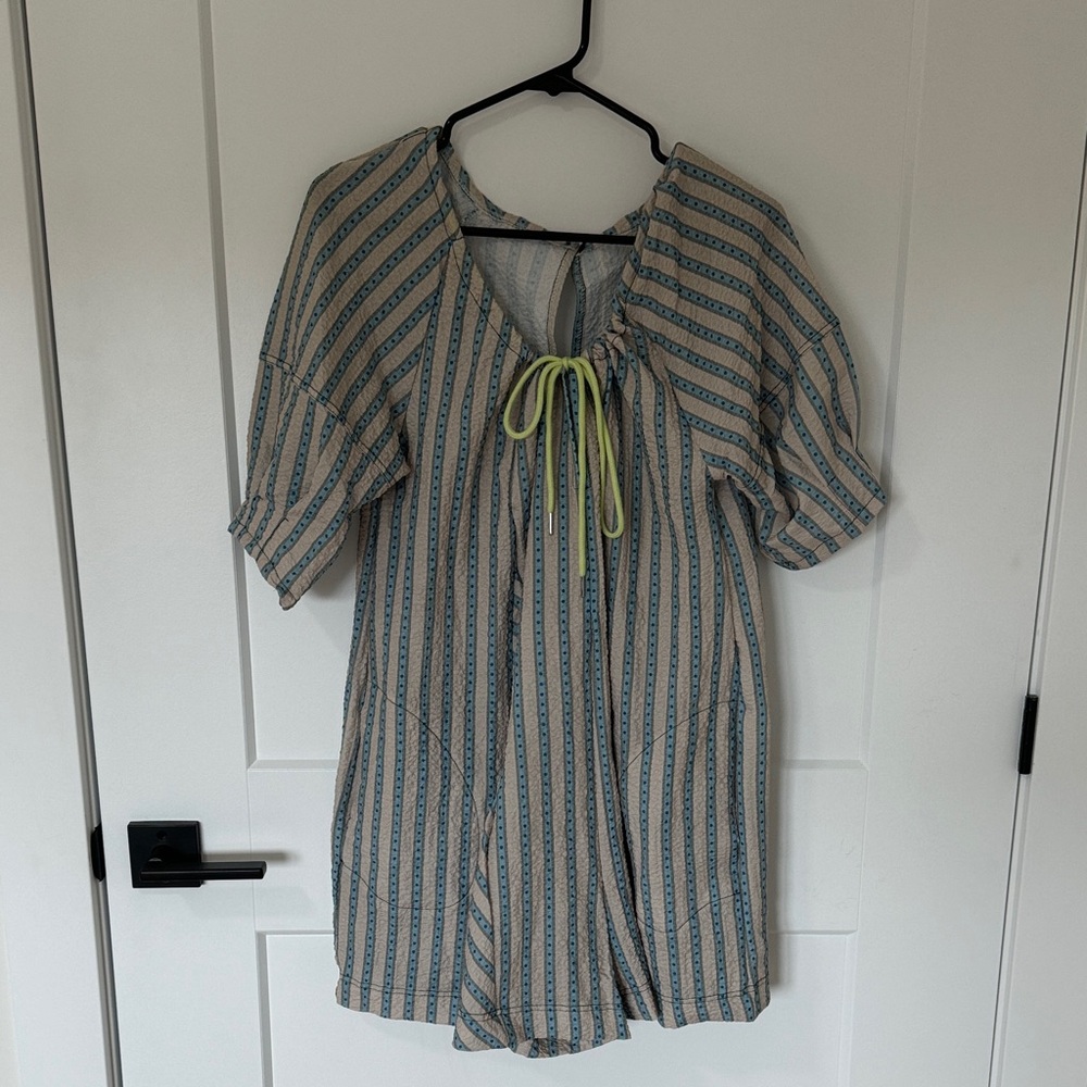 Striped Blue and Beige Romper